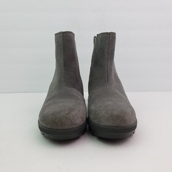 Sorel Joan Of Arctic Girls Size 3Y Gray Suede Hidden Wedge Chelsea Booties Boots - Picture 6 of 11
